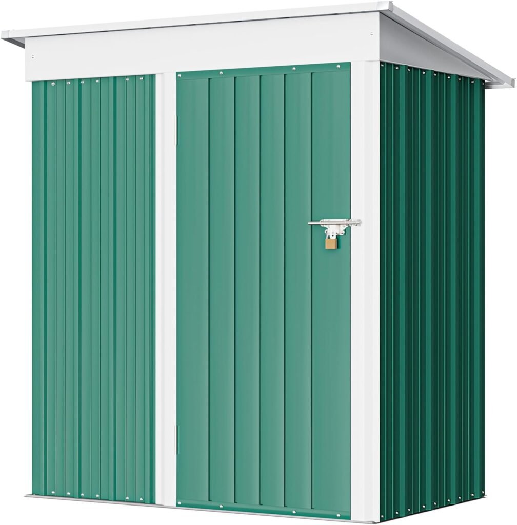 Greesum Metal Outdoor Storage Shed, Steel Utility Tool Shed Storage House with Door  Lock, Metal Sheds Outdoor Storage for Backyard Garden Patio Lawn (74 x 48), Green