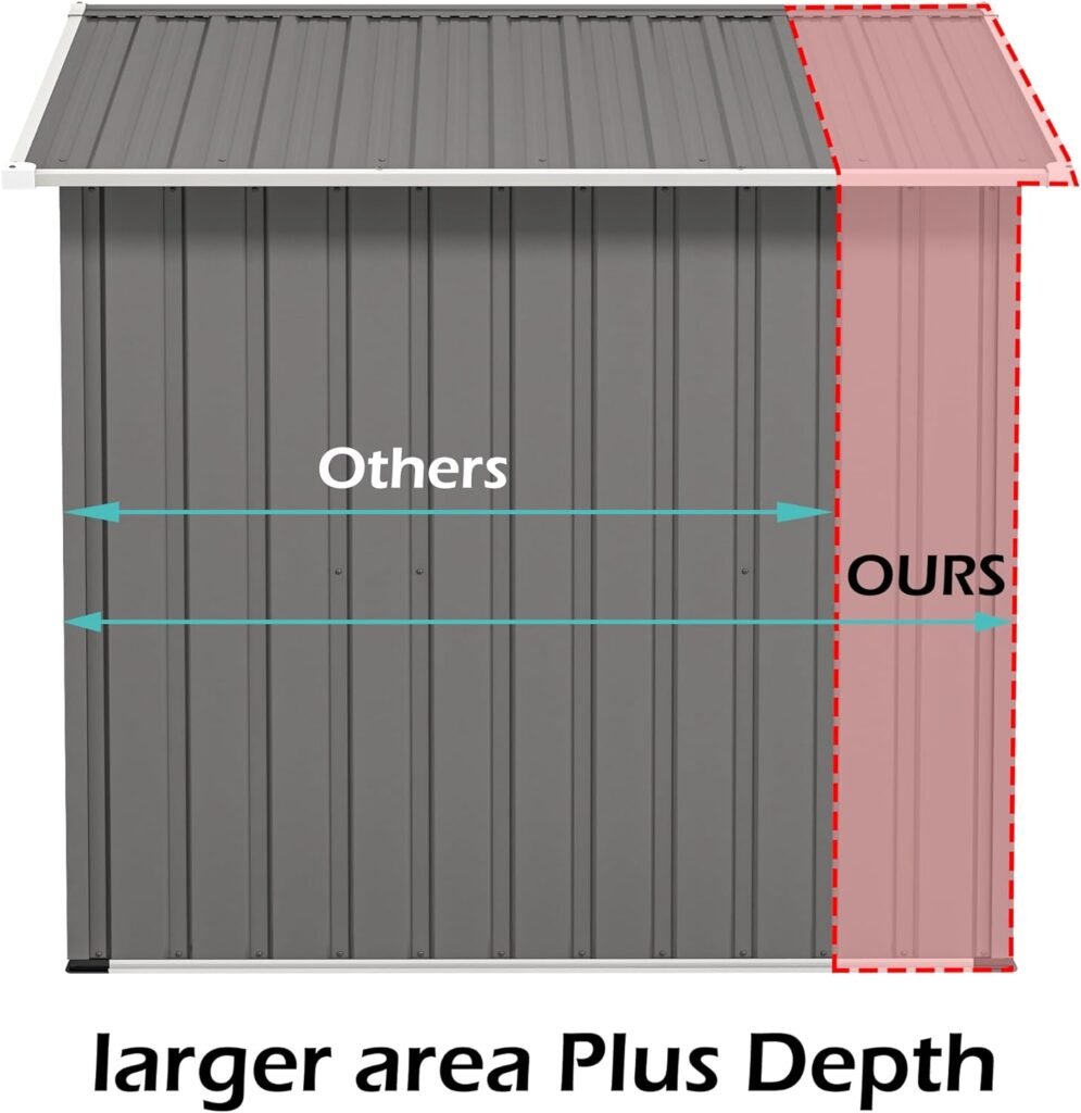 Metal Outdoor Storage Shed 6FT x 4FT, Outside Storage Unit with Triangular Roof  Lockable Door, Steel Utility Tool Shelter for Backyard Garden Patio Lawn, Dark Grey…