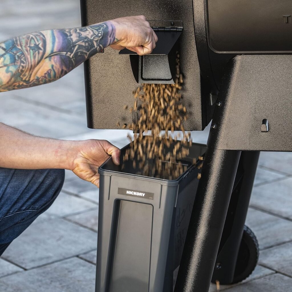 Traeger Grills BAC637 Stay Dry Pellet Bin, Wood Pellet Storage with Locking Lid  Flavor Stickers Grill Accessory