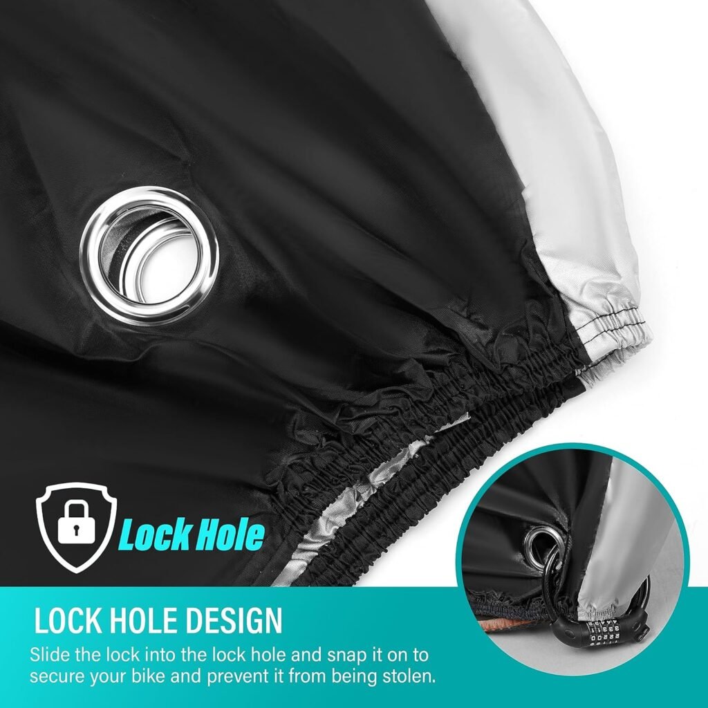 Bike Cover Outdoor Storage Waterproof Bicycle Covers UV Dust Rain Wind Proof with Lock Hole for Mountain Road Electric Bike Heavy Duty Bicycle Accessories