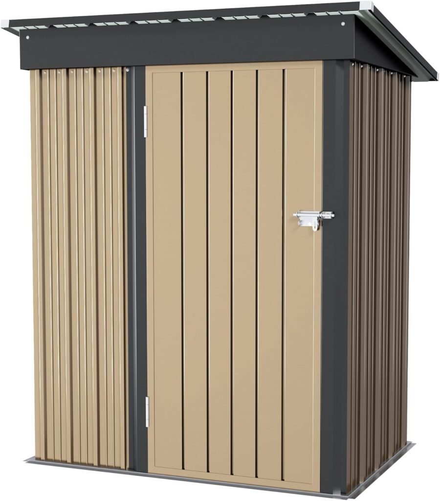 Homall Outdoor Storage Shed, Metal Garden Sheds  Outdoor Storage House with Single Lockable Door for Backyard Garden Patio Lawn (5 x 3 FT)