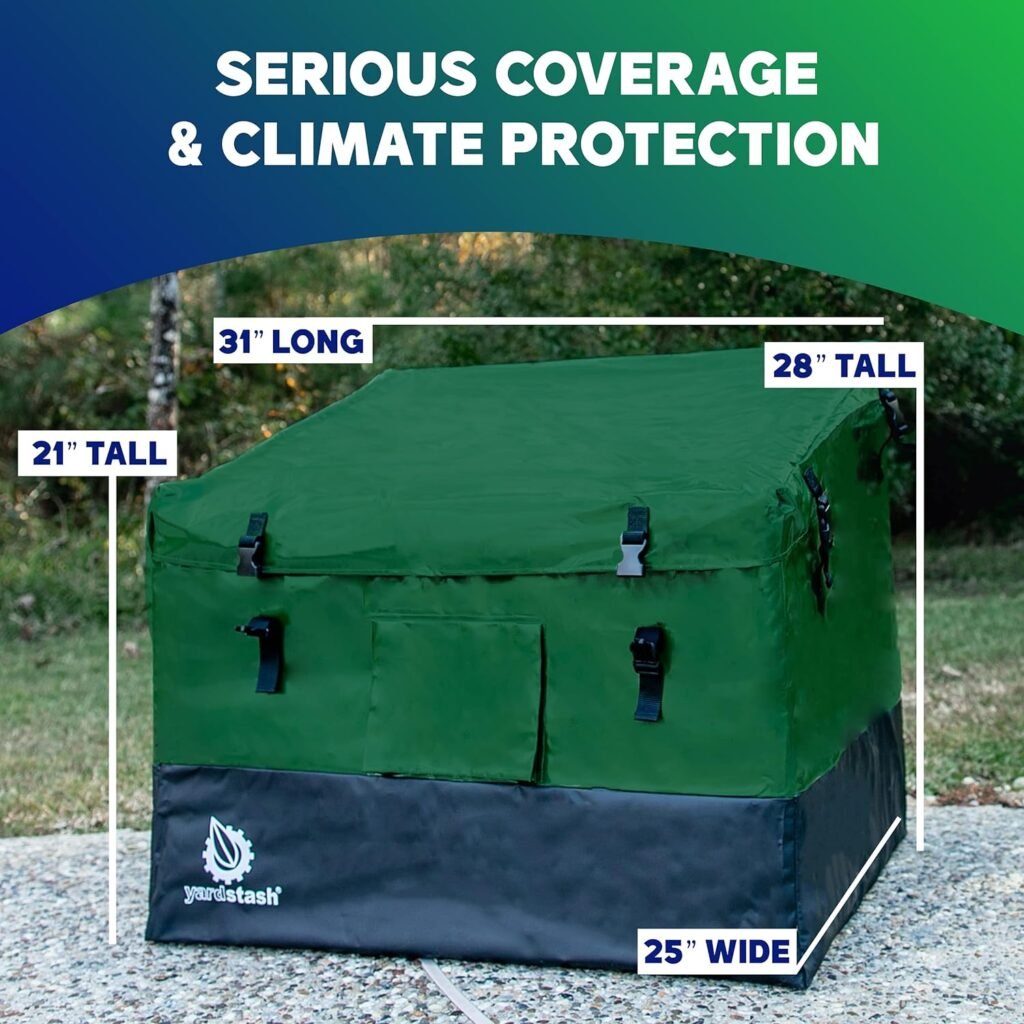 YardStash 76 Gallon Waterproof Deck Box, Portable Outdoor Storage Box for All Weather Tarpaulin Deck Box, Perfect for the Boat, Yard, Patio, or Camping – 76 Gallon, M Green