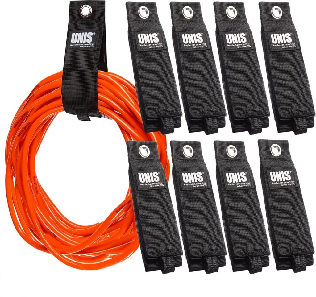 8 Pack Heavy Duty Large 13-inch Extension Cord Storage Extendable Cable Ties Strap Loop Hanger Organizer for Cable, Hose, Power Cord, and Rope