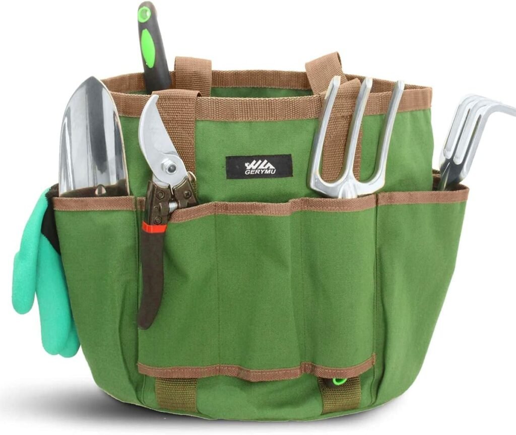 Garden Tool Bucket Bag - Garden Bags for Tools Garden Caddy Gardening Organizer Tote for Women with Pockets, Personalized Great Sturdy Canvas Tool Storage Set for Gardener (Bag Only/No Tools)