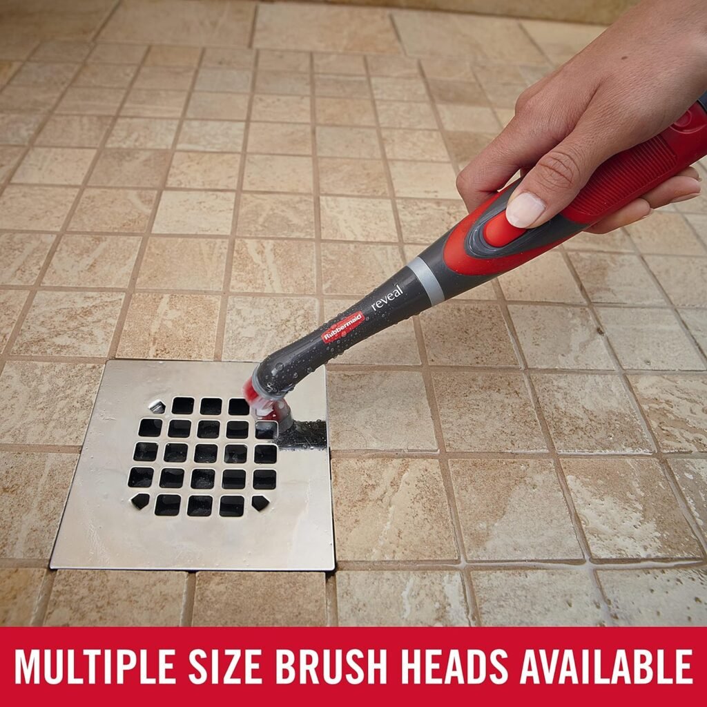 Rubbermaid Reveal Power Scrubber with Multi-Purpose Head, Cordless Electric Battery Powered Scrub Brush, Water Resistant, for Home/Kitchen/Bathroom/Grout/Tile/Shower/Tub