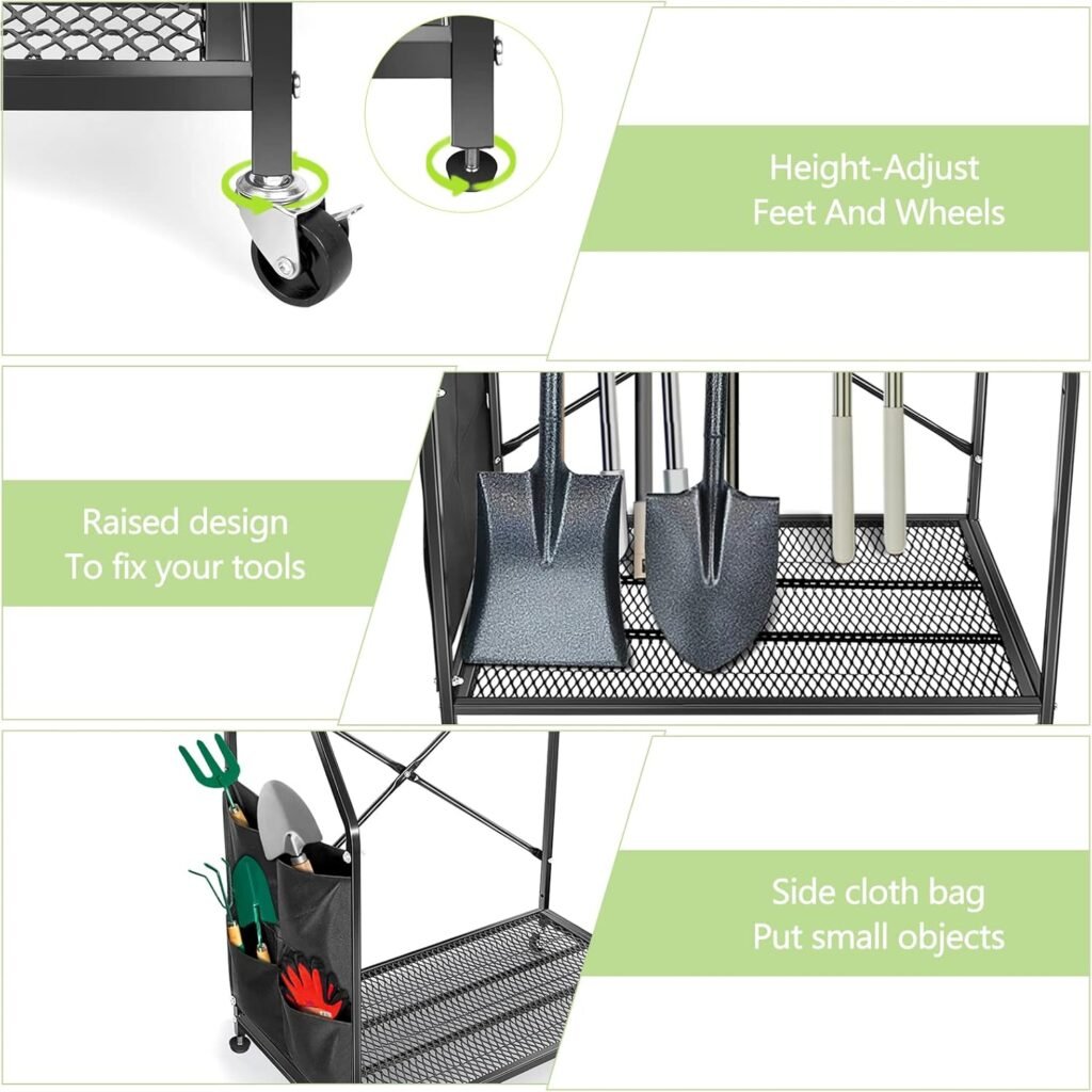 Garden Tool Storage Rack, Alloy Steel, Plastic, 28L x 15W x 36.5H, Easy Installation, 2-Year Warranty